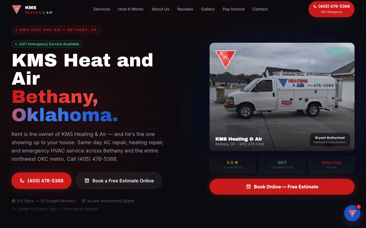 KMS Heat & Air website preview